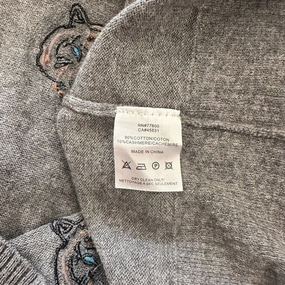 CHASER Tiger Embroidered Cashmere Blend Crewneck Sweater‎ Sz Medium - Picture 5 of 5